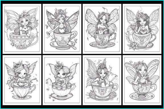 Beautiful Cute Fairy in Teacup Coloring Pages