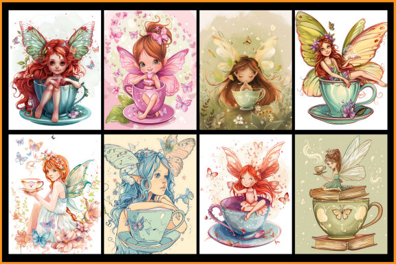 Beautiful Cute Fairy in Teacup Coloring Pages