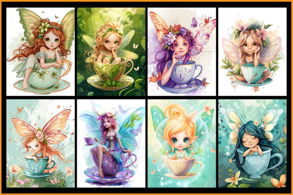 Beautiful Cute Fairy in Teacup Coloring Pages