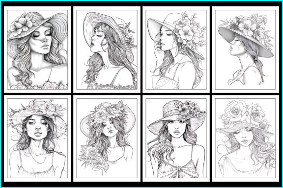Beautiful Girl With Floral Hat Coloring Pages