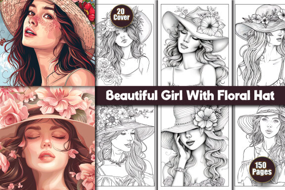 Beautiful Girl With Floral Hat Coloring Pages