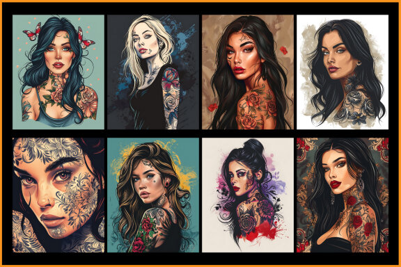 Beautiful Tattooed Girl Coloring Pages