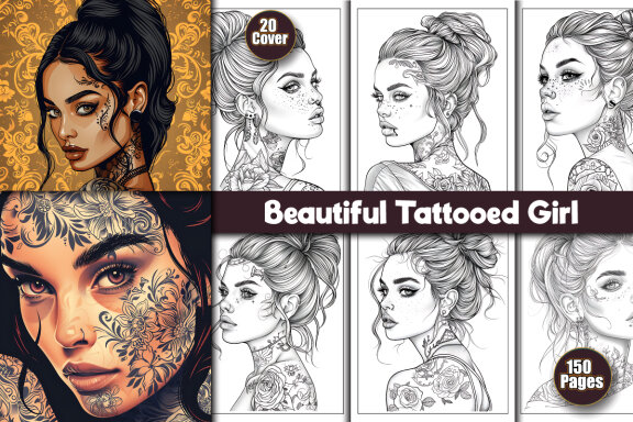 Beautiful Tattooed Girl Coloring Pages
