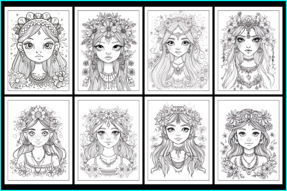 Boho Beauty Girl Coloring Pages