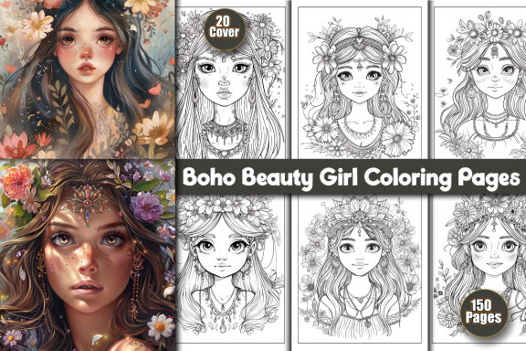 Boho Beauty Girl Coloring Pages