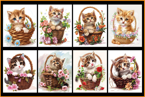 Cat in Basket Coloring Pages