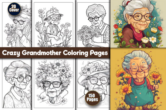 Crazy Grandmother Coloring Pages