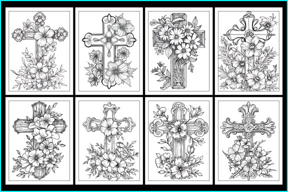 Cross with Flower Coloring Pages