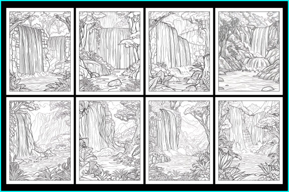 Fantasy Waterfall Coloring Pages