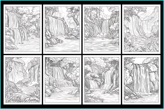 Fantasy Waterfall Coloring Pages