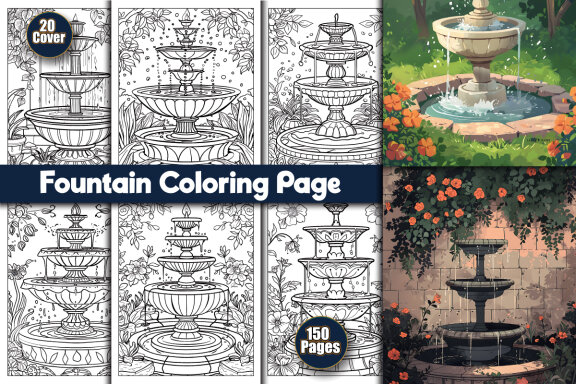 Fountain Coloring Page