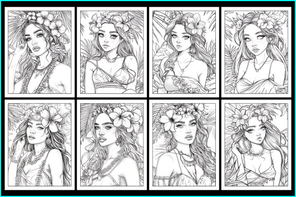 Hawaiian Beauties Coloring Pages