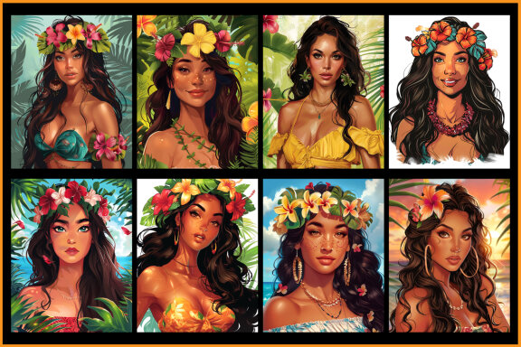 Hawaiian Beauties Coloring Pages