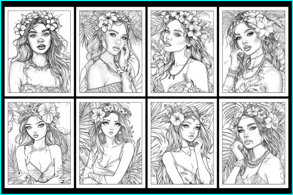 Hawaiian Beauties Coloring Pages