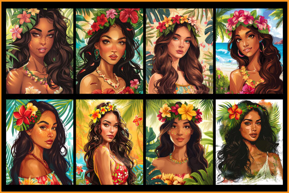 Hawaiian Beauties Coloring Pages