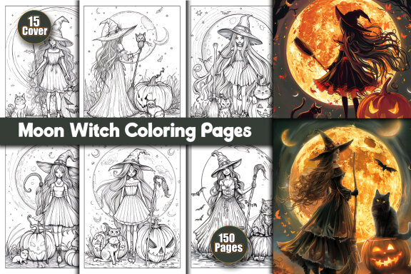 Moon Witch Coloring Pages