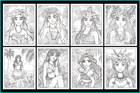 Polynesian Princess Coloring Pages