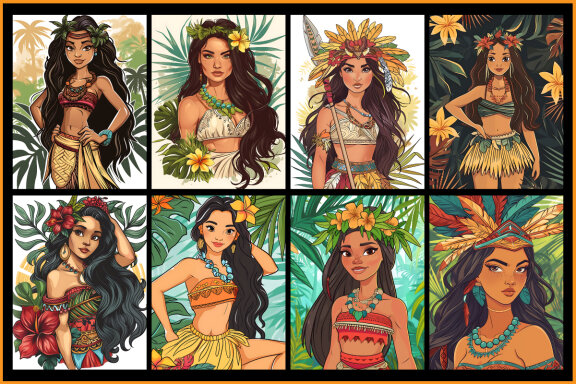 Polynesian Princess Coloring Pages