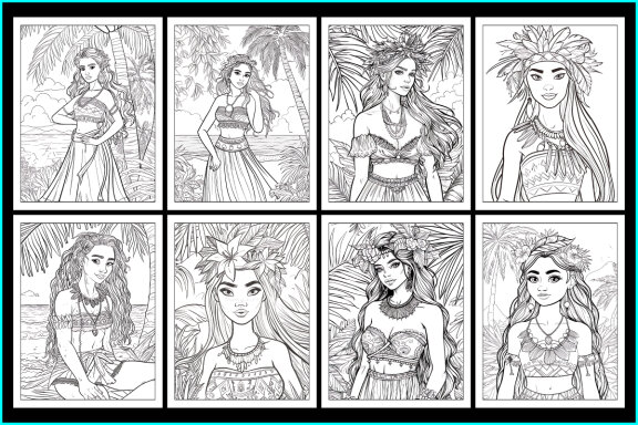 Polynesian Princess Coloring Pages