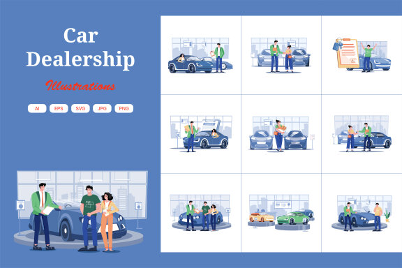 M555_Car Dealership Illustration Pack
