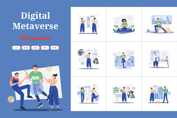 M504_Digital Metaverse Illustration Pack