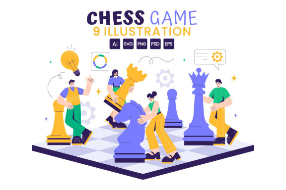 9 Chess Board Game Illustration
