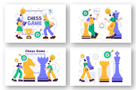 9 Chess Board Game Illustration