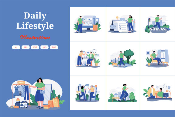 M496_Daily Lifestyle Illustration Pack