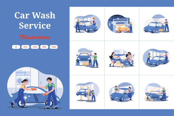 M488_Car Wash Service Illustrations