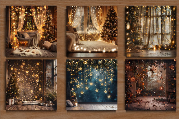 Christmas Lights Stars Background