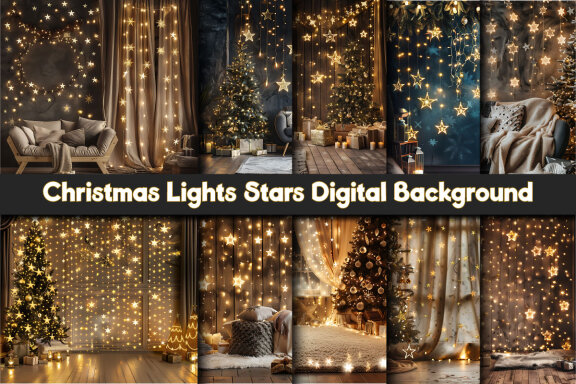 Christmas Lights Stars Background