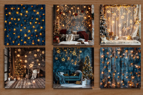 Christmas Lights Stars Background