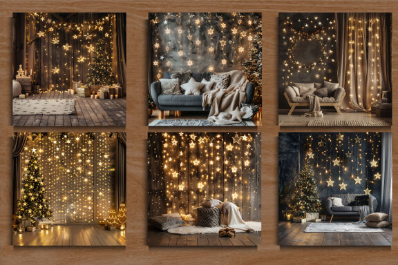 Christmas Lights Stars Background