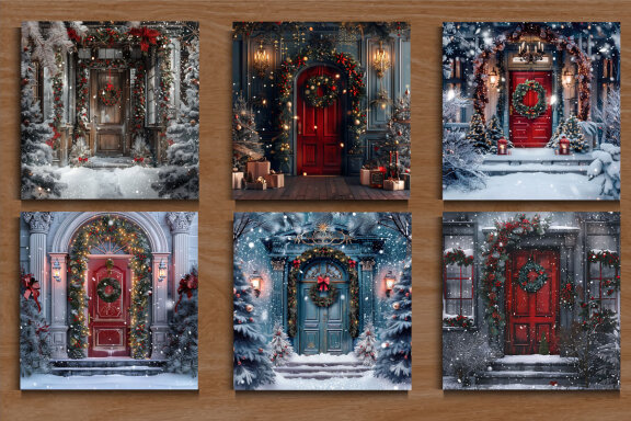 Luxury Door Christmas Studio Backdrop