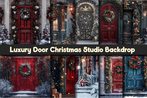 Luxury Door Christmas Studio Backdrop