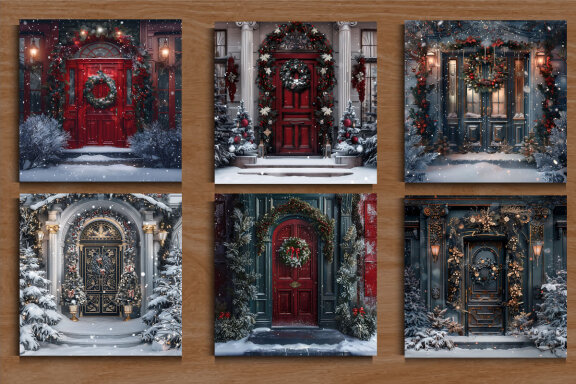 Luxury Door Christmas Studio Backdrop
