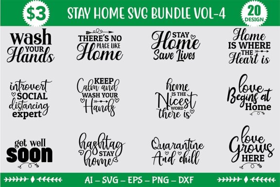 Stay Home SVG Bundle 