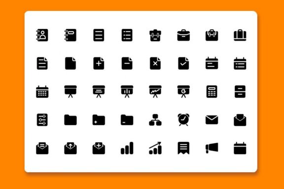 Business icon set (Solid)