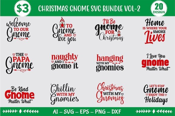 Christmas Gnome SVG Bundle