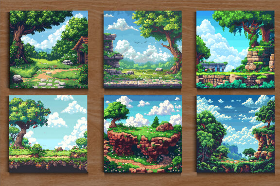 Pixel Art Game Landscape Texture Background