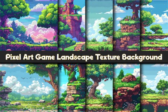 Pixel Art Game Landscape Texture Background
