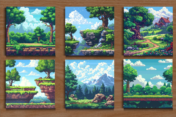 Pixel Art Game Landscape Texture Background