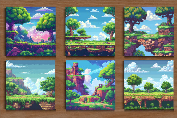Pixel Art Game Landscape Texture Background