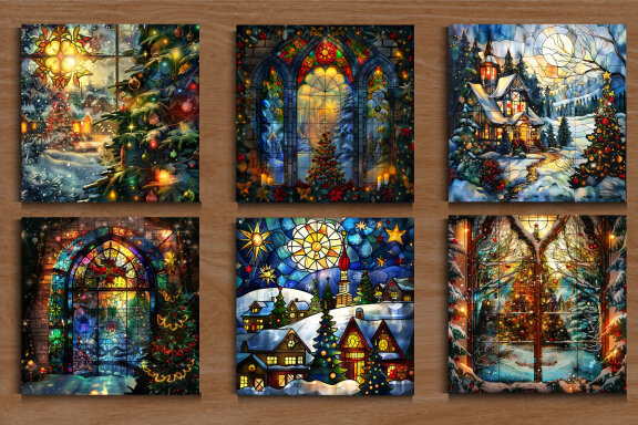 Stained Glass Christmas Background