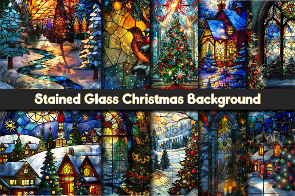 Stained Glass Christmas Background