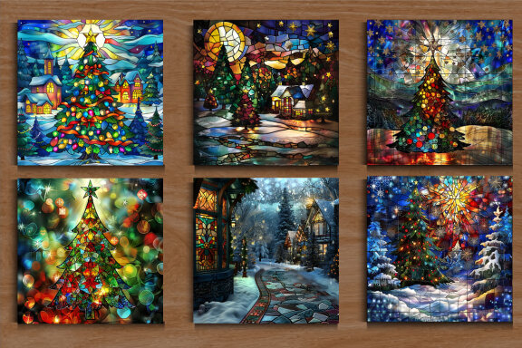 Stained Glass Christmas Background