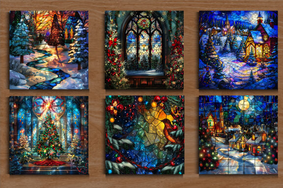 Stained Glass Christmas Background