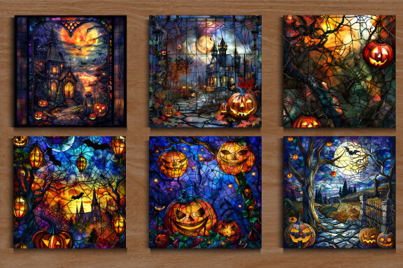 Stained Glass Halloween Background