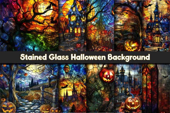 Stained Glass Halloween Background