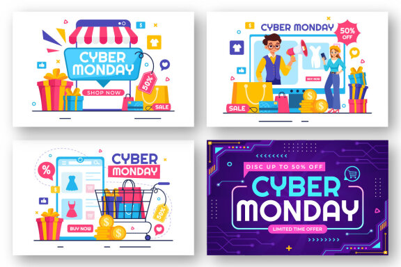 13 Cyber Monday Event FREE Illustrations